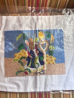 Vintage Beatrix Potter Peter Rabbit Embroidered Pillow Covers (NOS) Nursery Sham